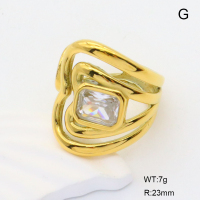 GER001236bhia-066  6-8#  Zircon,Handmade Polished  Stainless Steel Ring