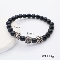 GEB000613vbpb-106D  SS 316  Black Agate  Stainless Steel Bracelet  nostock