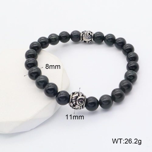 GEB000619vbmb-106D  316 SS Tea stone  Stainless Steel Bracelet  nostock