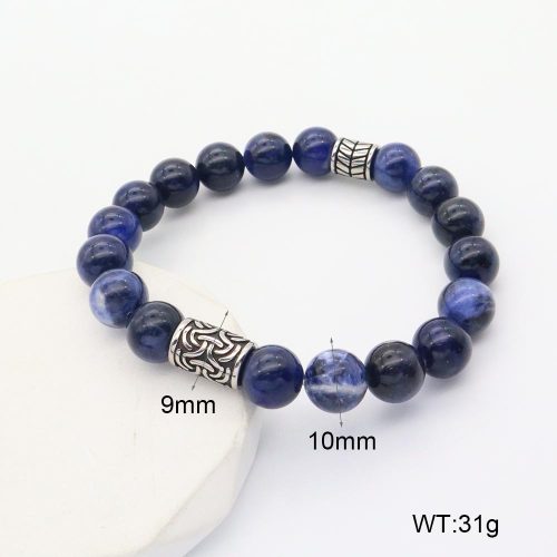 GEB000621aakk-G034  304 SS Sodalite  Stainless Steel Bracelet  nostock