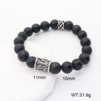 GEB000633aakk-G034  SS 304  Black Agate  Stainless Steel Bracelet  nostock