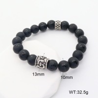 GEB000634aakk-G034  SS 304  Black Agate  Stainless Steel Bracelet  nostock