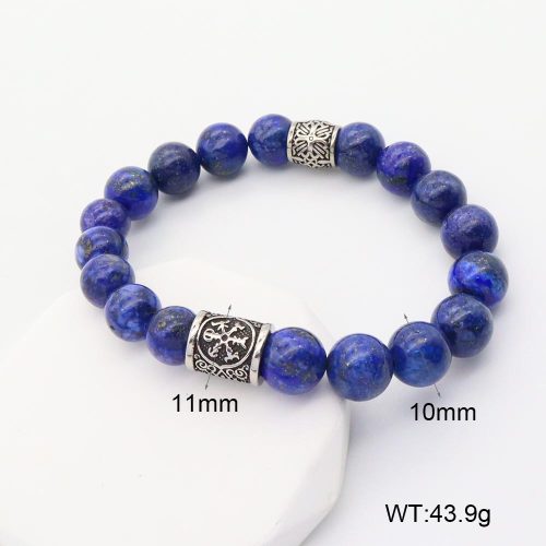 GEB000643abli-G034  304 SS Lapis Lazuli  Stainless Steel Bracelet  nostock