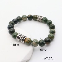 GEB000651abli-G034  SS 304  Green Wooden Line Jasper  Stainless Steel Bracelet  nostock