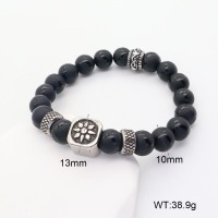 GEB000655bbni-G034  304 SS Black Agate  Stainless Steel Bracelet  nostock