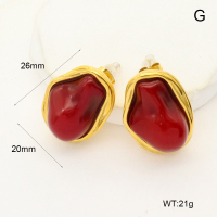 GEE002288bhia-066  Resin Imitation Pearls,Handmade Polished  Stainless Steel Earrings  nostock