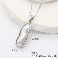 GEN001793vbnl-066  Resin Imitation Pearls,Handmade Polished  Stainless Steel Necklace  nostock