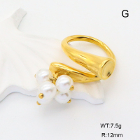 GER001172ahjb-066  Plastic Imitation Pearls,Handmade Polished  Stainless Steel Ring  nostock