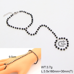 6B2004277vbnb-908  Glass Beads  Stainless Steel Bracelet