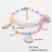 6B3002112ahjb-908  Shell Beads & Glass Beads  Stainless Steel Bracelet  nostock