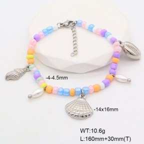 6B3002112ahjb-908  Shell Beads & Glass Beads  Stainless Steel Bracelet