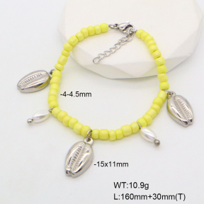 6B3002114ahjb-908  Shell Beads & Glass Beads  Stainless Steel Bracelet