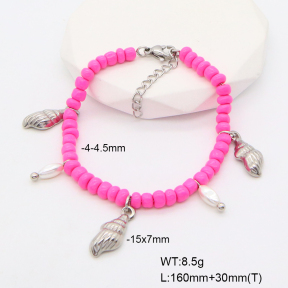 6B3002118ahjb-908  Shell Beads & Glass Beads  Stainless Steel Bracelet