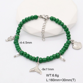 6B3002120ahjb-908  Shell Beads & Glass Beads  Stainless Steel Bracelet