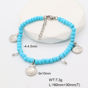 6B3002122ahjb-908  Shell Beads & Glass Beads  Stainless Steel Bracelet