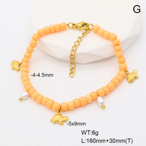 6B3002125ahjb-908  Shell Beads & Glass Beads  Stainless Steel Bracelet