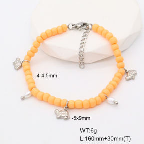 6B3002126bhia-908  Shell Beads & Glass Beads  Stainless Steel Bracelet