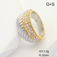 GER001245ahjb-066  6-8#  Czech Stones,Handmade Polished  Stainless Steel Ring  nostock