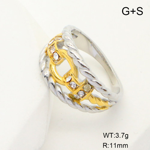 GER001246ahjb-066  6-8#  Czech Stones,Handmade Polished  Stainless Steel Ring  nostock