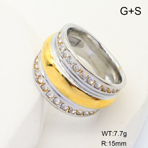 GER001250ahjb-066  6-8#  Czech Stones,Handmade Polished  Stainless Steel Ring  nostock