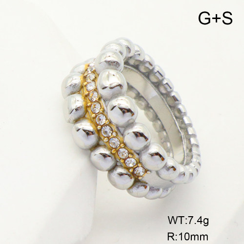 GER001252ahjb-066  6-8#  Czech Stones,Handmade Polished  Stainless Steel Ring  nostock