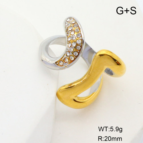 GER001254ahjb-066  Czech Stones,Handmade Polished  Stainless Steel Ring  nostock