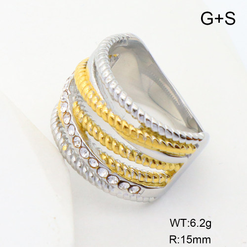 GER001255ahjb-066  6-8#  Czech Stones,Handmade Polished  Stainless Steel Ring  nostock