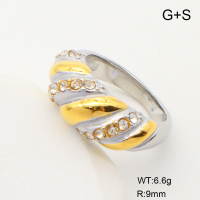 GER001256ahjb-066  6-8#  Czech Stones,Handmade Polished  Stainless Steel Ring  nostock