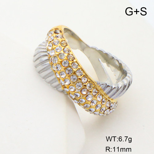 GER001258ahjb-066  6-8#  Czech Stones,Handmade Polished  Stainless Steel Ring  nostock