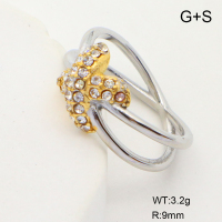 GER001260ahjb-066  6-8#  Czech Stones,Handmade Polished  Stainless Steel Ring  nostock