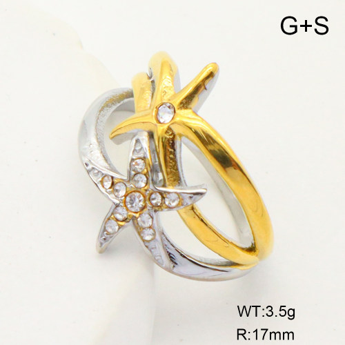 GER001261ahjb-066  6-8#  Czech Stones,Handmade Polished  Stainless Steel Ring  nostock