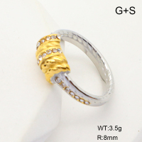 GER001262ahjb-066  6-8#  Czech Stones,Handmade Polished  Stainless Steel Ring  nostock