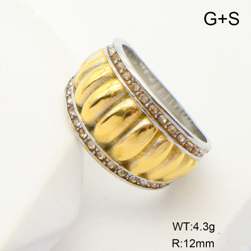 GER001263ahjb-066  6-8#  Czech Stones,Handmade Polished  Stainless Steel Ring  nostock