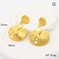 GEE002413bhia-066  Plastic Imitation Pearls,Handmade Polished  Stainless Steel Earrings  nostock