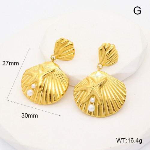 GEE002413bhia-066  Plastic Imitation Pearls,Handmade Polished  Stainless Steel Earrings  nostock