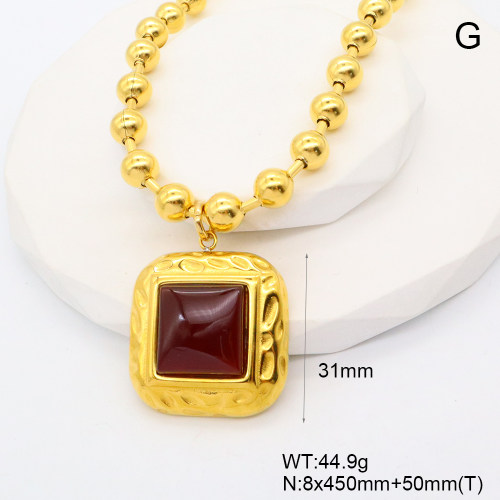 GEN001897vhkl-066  Agate,Handmade Polished  Stainless Steel Necklace  nostock