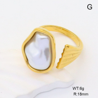 GER001265bhia-066  Plastic Imitation Pearls,Handmade Polished  Stainless Steel Ring  nostock