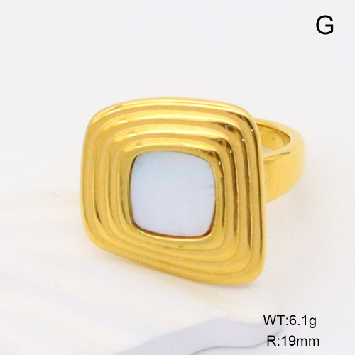 GER001268vhha-066  6-8#  Shell,Handmade Polished  Stainless Steel Ring  nostock