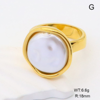 GER001269bhia-066  6-8#  Plastic Imitation Pearls,Handmade Polished  Stainless Steel Ring  nostock