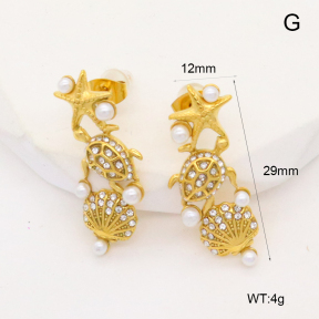 GEE002415bhia-066  Czech Stones & Plastic Imitation Pearls,Handmade Polished  Stainless Steel Earrings