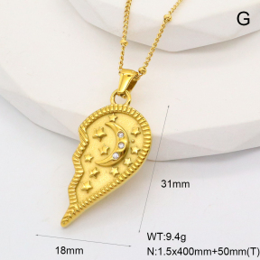 GEN001870bhva-066  Czech Stones,Handmade Polished  Stainless Steel Necklace