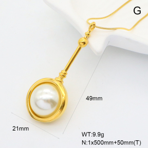 GEN001955bhia-066  Resin Imitation Pearls,Handmade Polished  Stainless Steel Necklace