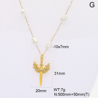 GEN001963bhia-066  Resin Imitation Pearls & Czech Stones,Handmade Polished  Stainless Steel Necklace