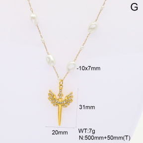 GEN001963bhia-066  Resin Imitation Pearls & Czech Stones,Handmade Polished  Stainless Steel Necklace
