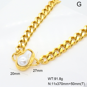 GEN001965vhmv-066  Resin Imitation Pearls,Handmade Polished  Stainless Steel Necklace