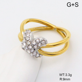 GER001336bhia-066  6-8#  Czech Stones,Handmade Polished  Stainless Steel Ring