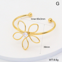 GEB000771bhia-066  Zircon,Handmade Polished  Stainless Steel Bangle  BC25040002B-WT