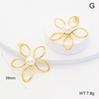 GEE002546bhia-066  316 Pin Plastic Imitation Pearls,Handmade Polished  Stainless Steel Earrings  BC25040001E-P