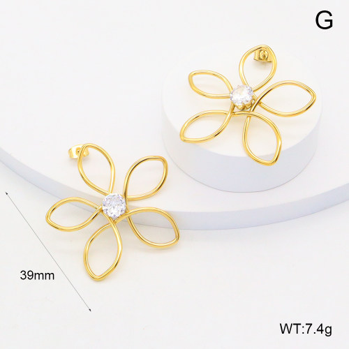 GEE002547bhia-066  316 Pin Zircon,Handmade Polished  Stainless Steel Earrings  BC25040001E-WT