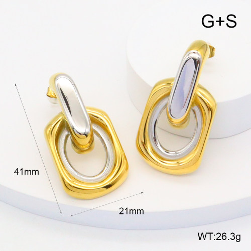 GEE002549ahjb-066  316 Pin Handmade Polished  Stainless Steel Earrings  BC24080632E-PS